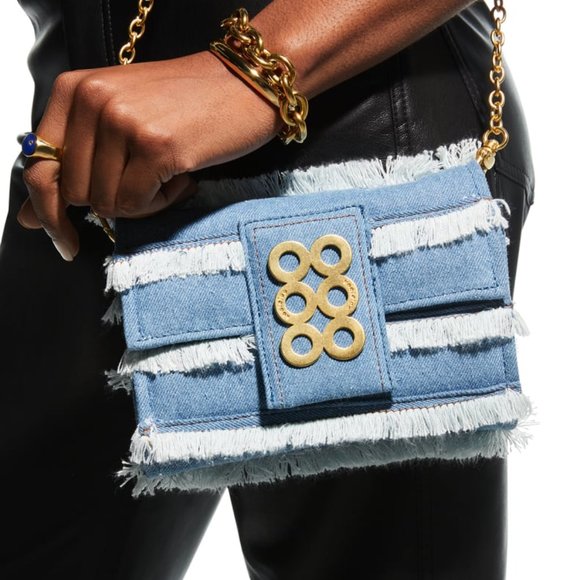 KOORELOO Amalfi Clutch Fringe Denim Crossbody Bag - Picture 3 of 15